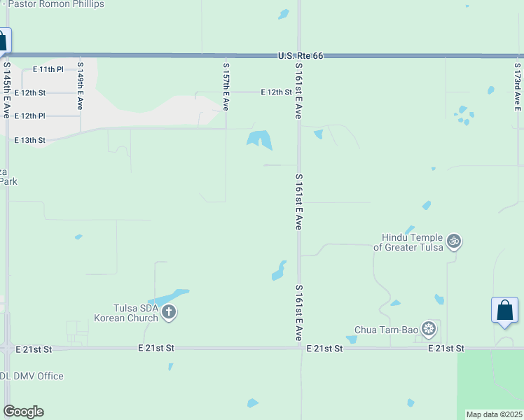 map of restaurants, bars, coffee shops, grocery stores, and more near 1516 South 161st East Avenue in Tulsa