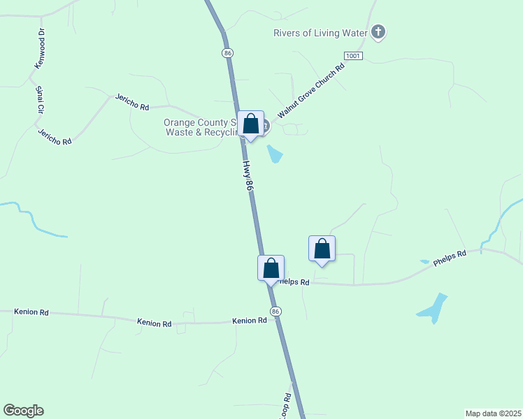 map of restaurants, bars, coffee shops, grocery stores, and more near 3415 North Carolina 86 in Hillsborough