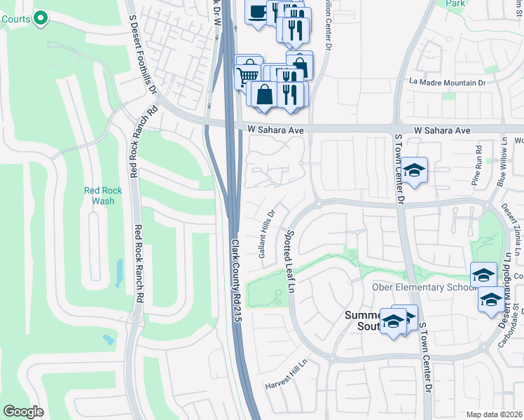 map of restaurants, bars, coffee shops, grocery stores, and more near 2774 Windcrest Falls Drive in Las Vegas