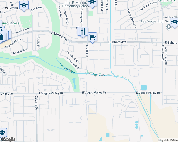 map of restaurants, bars, coffee shops, grocery stores, and more near 2735 Morning Break Court in Las Vegas