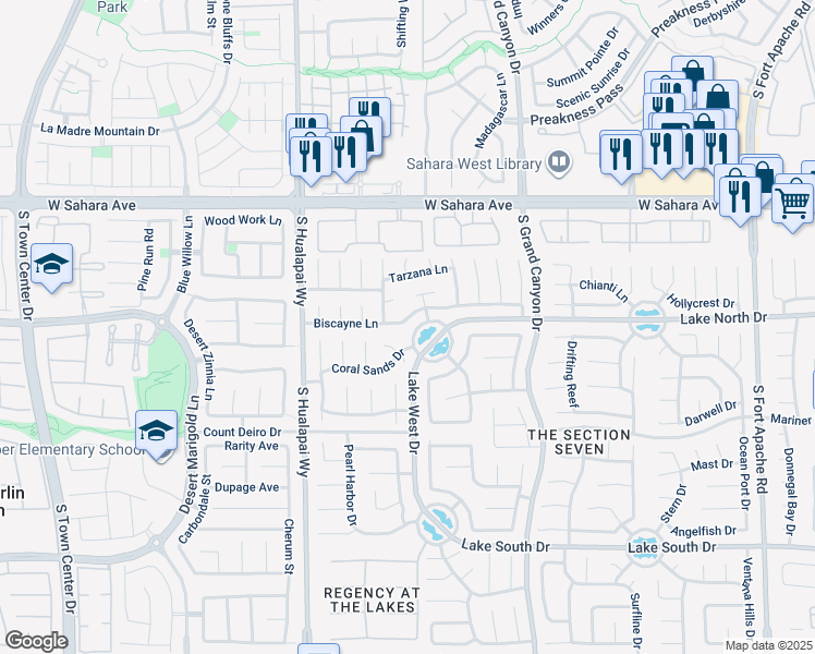 map of restaurants, bars, coffee shops, grocery stores, and more near 9917 Biscayne Lane in Las Vegas