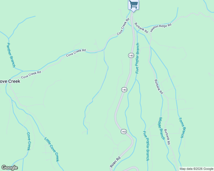 map of restaurants, bars, coffee shops, grocery stores, and more near 100-110 Garland Rd in Roan Mountain