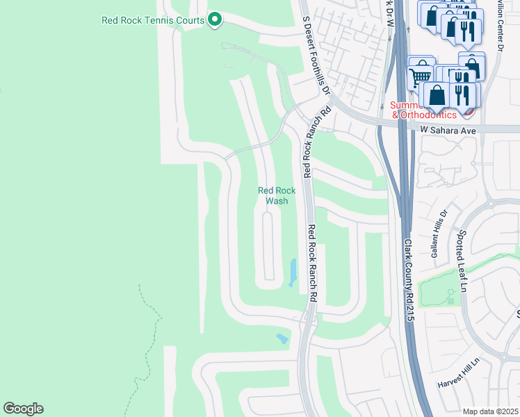 map of restaurants, bars, coffee shops, grocery stores, and more near 2735 Grassy Spring Place in Las Vegas