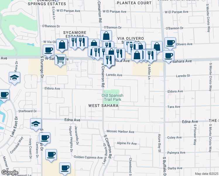 map of restaurants, bars, coffee shops, grocery stores, and more near 2680 Mystere Court in Las Vegas