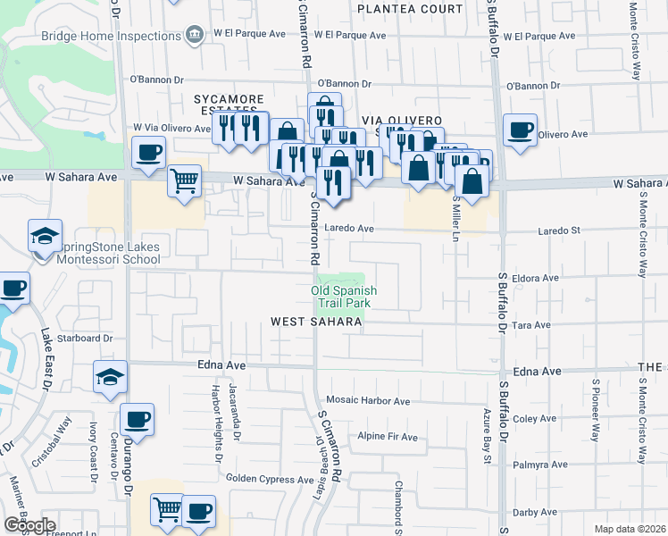 map of restaurants, bars, coffee shops, grocery stores, and more near 2680 Mystere Court in Las Vegas