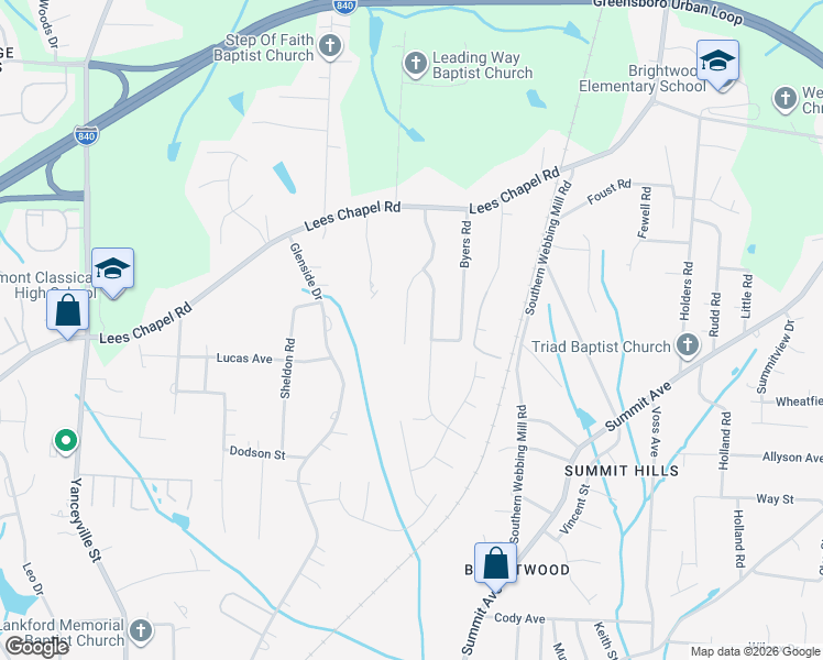 map of restaurants, bars, coffee shops, grocery stores, and more near 4665 Chapel Ridge Drive in Greensboro
