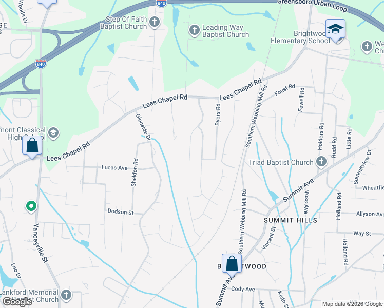 map of restaurants, bars, coffee shops, grocery stores, and more near 4665 Chapel Ridge Drive in Greensboro