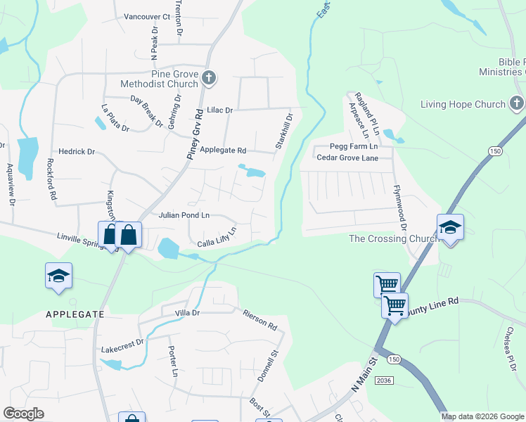 map of restaurants, bars, coffee shops, grocery stores, and more near 317 Tanner Court in Kernersville