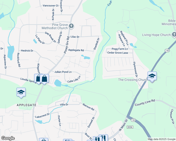 map of restaurants, bars, coffee shops, grocery stores, and more near 317 Tanner Court in Kernersville
