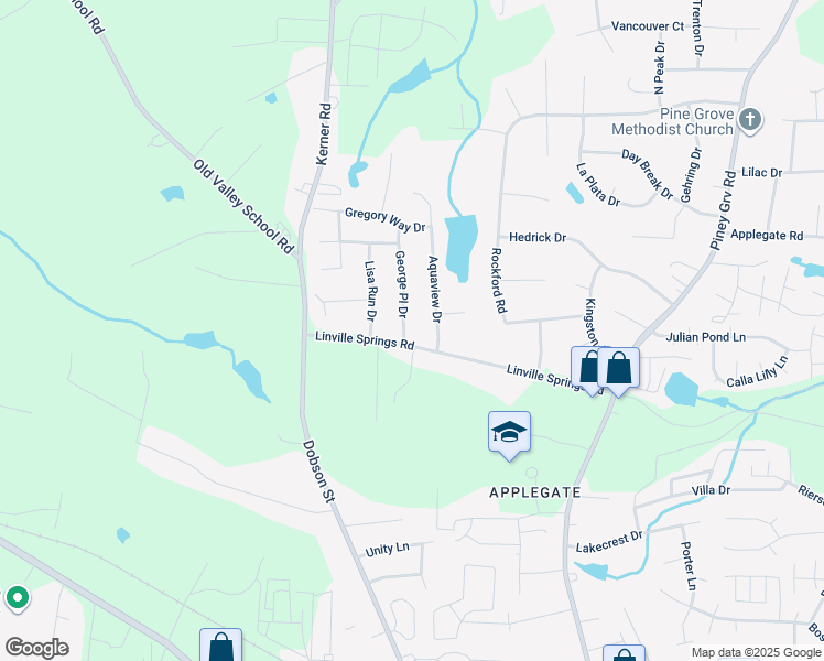 map of restaurants, bars, coffee shops, grocery stores, and more near 904 George Place Drive in Kernersville