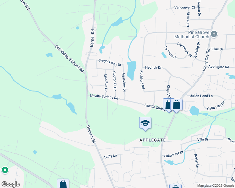 map of restaurants, bars, coffee shops, grocery stores, and more near 904 George Place Drive in Kernersville