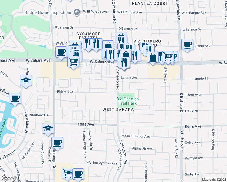 map of restaurants, bars, coffee shops, grocery stores, and more near 8221 Heather Rock Court in Las Vegas