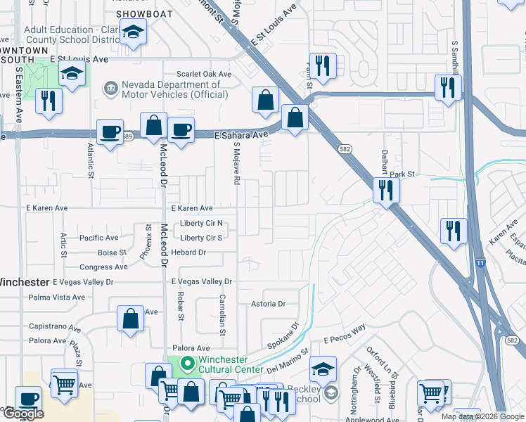 map of restaurants, bars, coffee shops, grocery stores, and more near 2688 Heritage Circle in Las Vegas