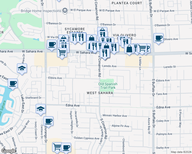 map of restaurants, bars, coffee shops, grocery stores, and more near 8221 Heather Rock Court in Las Vegas