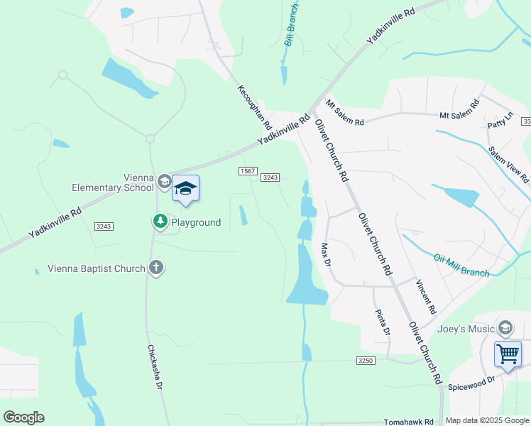 map of restaurants, bars, coffee shops, grocery stores, and more near 2557 Lake Forest Drive in Winston-Salem