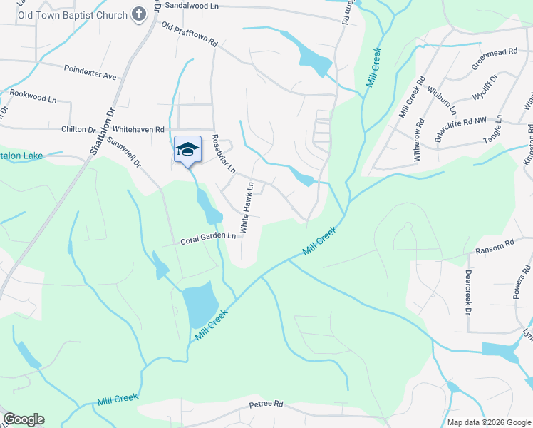 map of restaurants, bars, coffee shops, grocery stores, and more near 110 Fox Lake Court in Winston-Salem