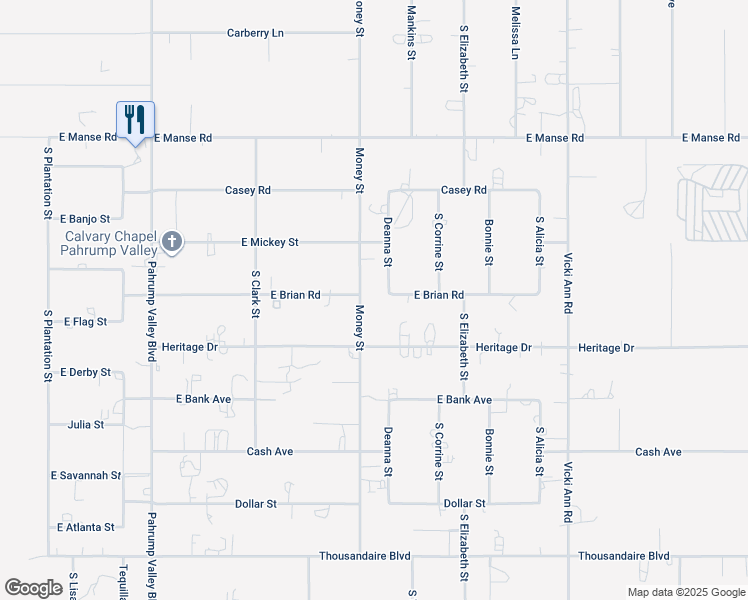 map of restaurants, bars, coffee shops, grocery stores, and more near 5361 Money Street in Pahrump