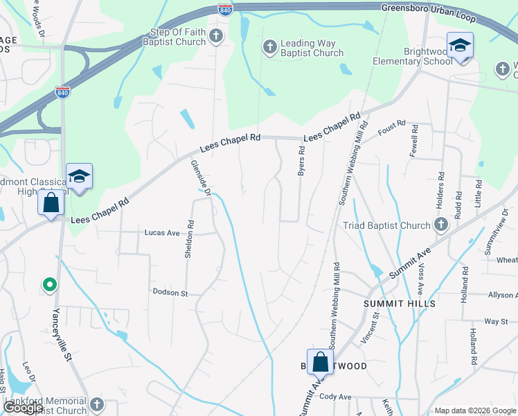 map of restaurants, bars, coffee shops, grocery stores, and more near 4665 Chapel Ridge Drive in Greensboro