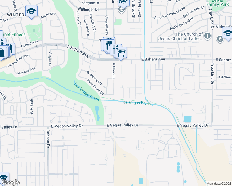 map of restaurants, bars, coffee shops, grocery stores, and more near 2711 Morning Break Court in Las Vegas