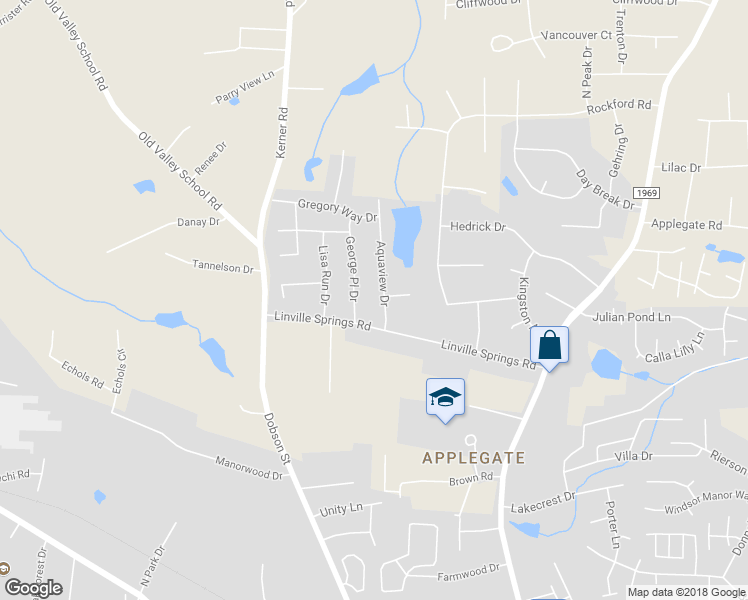 map of restaurants, bars, coffee shops, grocery stores, and more near 913 Aquaview Drive in Kernersville