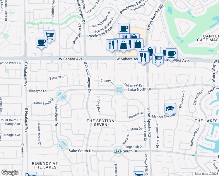map of restaurants, bars, coffee shops, grocery stores, and more near 9521 Lazy River Drive in Las Vegas