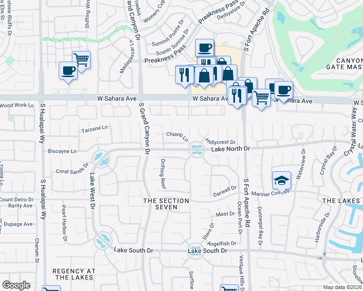 map of restaurants, bars, coffee shops, grocery stores, and more near 9513 Lazy River Drive in Las Vegas