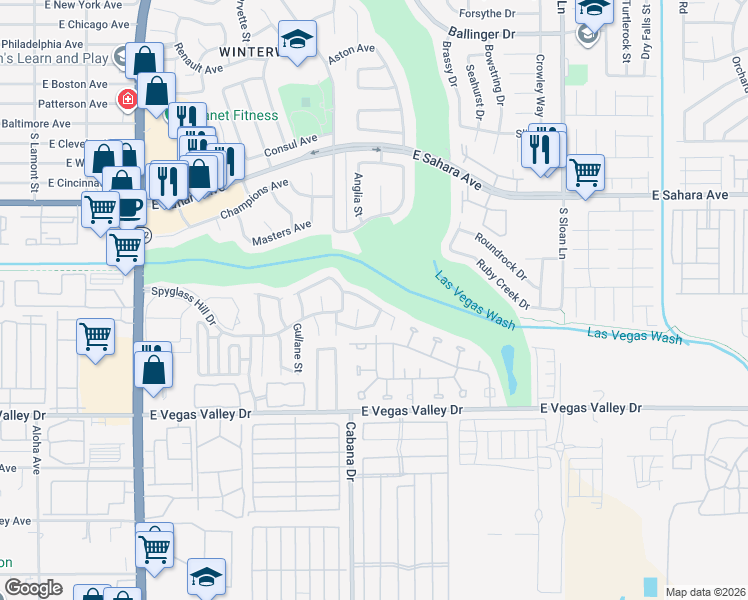 map of restaurants, bars, coffee shops, grocery stores, and more near 5430 Walton Heath Avenue in Las Vegas