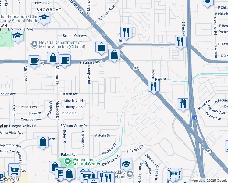 map of restaurants, bars, coffee shops, grocery stores, and more near 2695 Aracatuba Avenue in Las Vegas