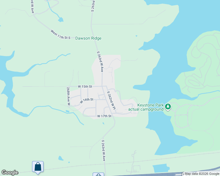 map of restaurants, bars, coffee shops, grocery stores, and more near 26201 West 15th Place in Sand Springs