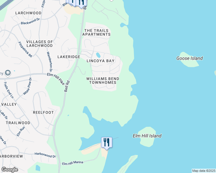map of restaurants, bars, coffee shops, grocery stores, and more near 824 Lincoya Bay Drive in Nashville