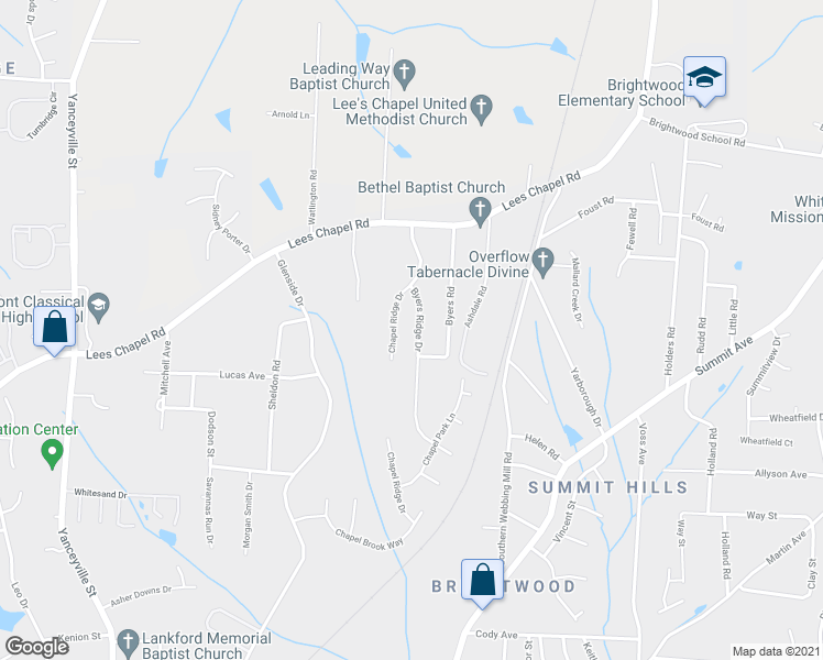 map of restaurants, bars, coffee shops, grocery stores, and more near 4710 Byers Ridge Drive in Greensboro