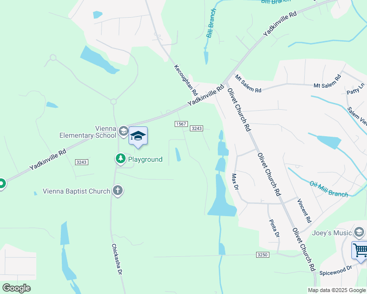 map of restaurants, bars, coffee shops, grocery stores, and more near 2566 Lake Forest Drive in Winston-Salem