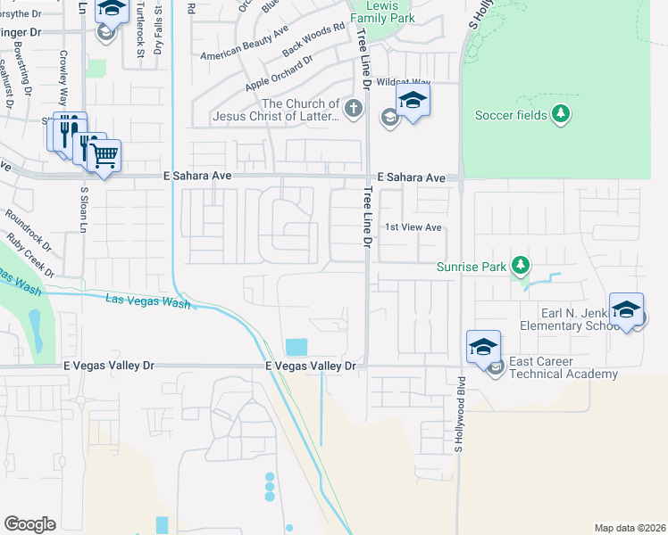 map of restaurants, bars, coffee shops, grocery stores, and more near in Las Vegas