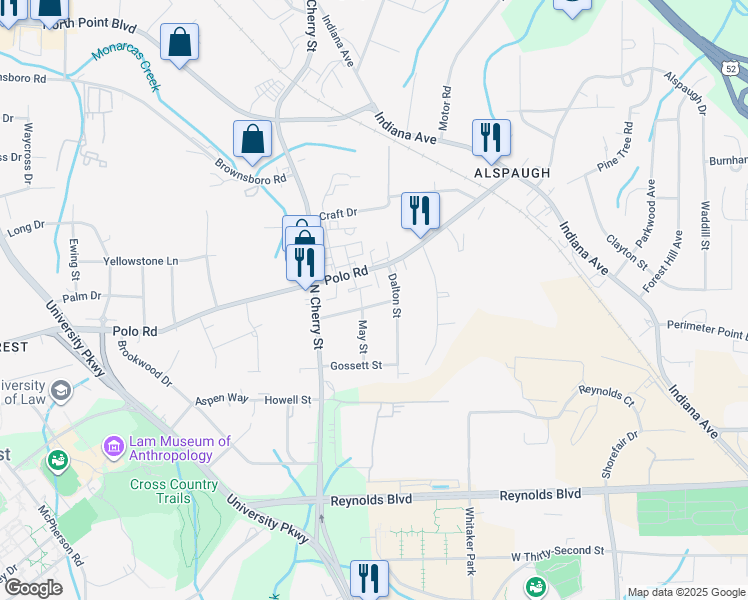 map of restaurants, bars, coffee shops, grocery stores, and more near 411 McCanless Street in Winston-Salem