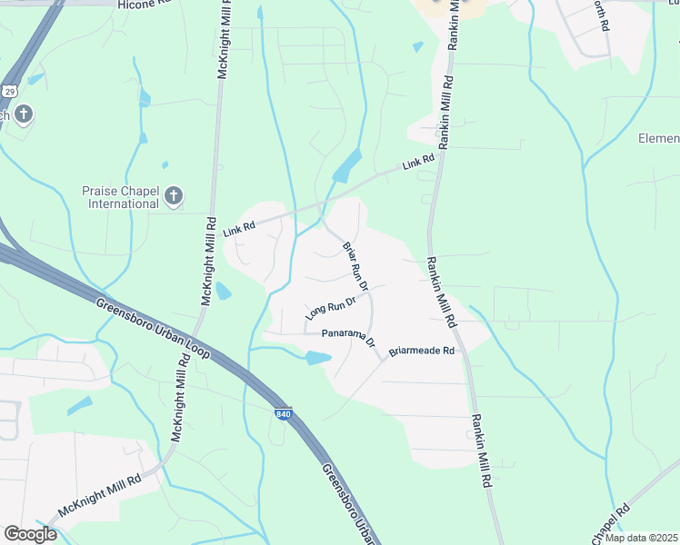 map of restaurants, bars, coffee shops, grocery stores, and more near 3521 Hirank Court in Greensboro