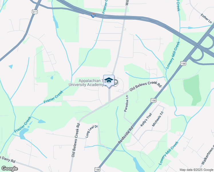 map of restaurants, bars, coffee shops, grocery stores, and more near 3140 Williston Road in Walkertown