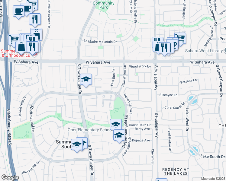 map of restaurants, bars, coffee shops, grocery stores, and more near 2698 Big Mill Drive in Las Vegas