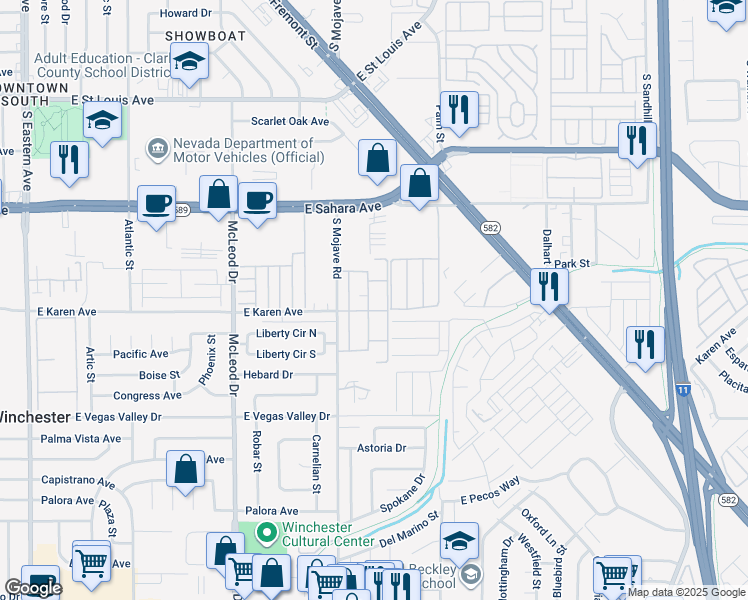 map of restaurants, bars, coffee shops, grocery stores, and more near 2680 Heritage Circle in Las Vegas