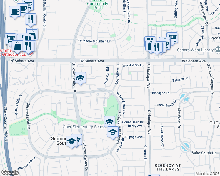 map of restaurants, bars, coffee shops, grocery stores, and more near 2696 Spruce Creek Drive in Las Vegas