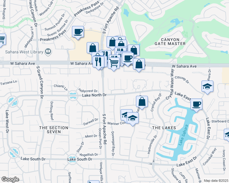 map of restaurants, bars, coffee shops, grocery stores, and more near 9109 Sandy Shores Drive in Las Vegas