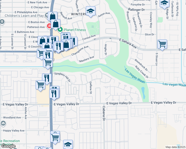 map of restaurants, bars, coffee shops, grocery stores, and more near 5315 Walton Heath Avenue in Las Vegas