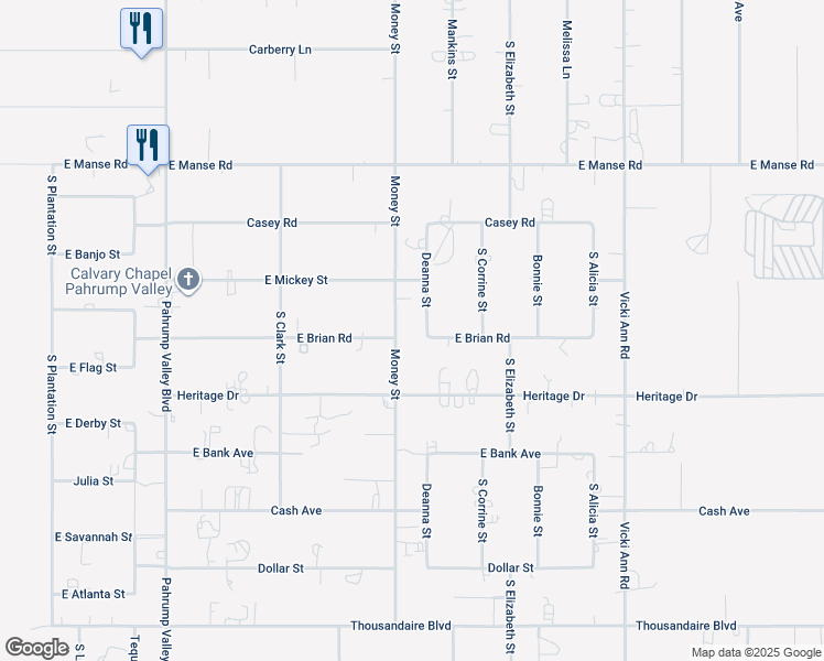 map of restaurants, bars, coffee shops, grocery stores, and more near 5361 Money Street in Pahrump