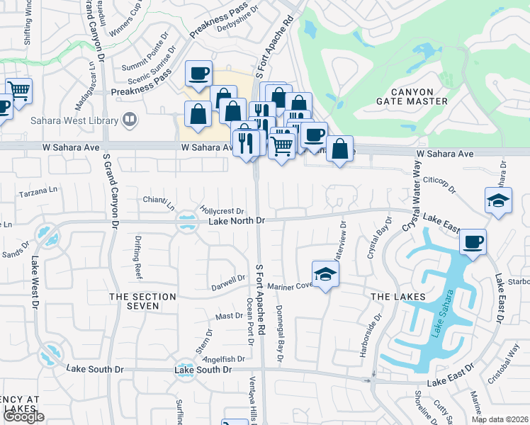map of restaurants, bars, coffee shops, grocery stores, and more near in Las Vegas