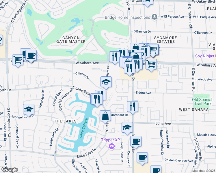 map of restaurants, bars, coffee shops, grocery stores, and more near 2650 Lake Sahara Drive in Las Vegas