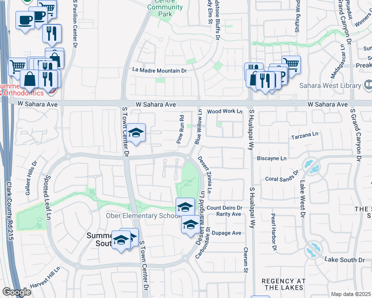 map of restaurants, bars, coffee shops, grocery stores, and more near 2696 Spruce Creek Drive in Las Vegas