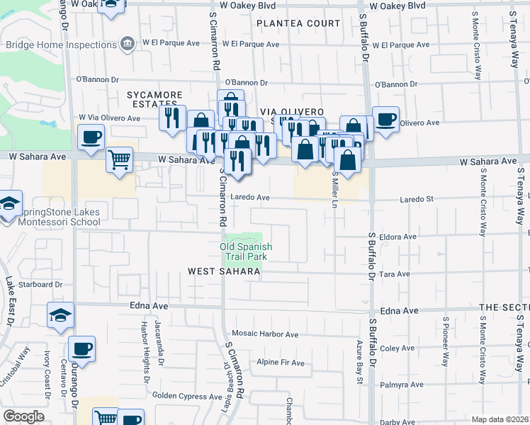 map of restaurants, bars, coffee shops, grocery stores, and more near 8095 Dark Hollow Place in Las Vegas
