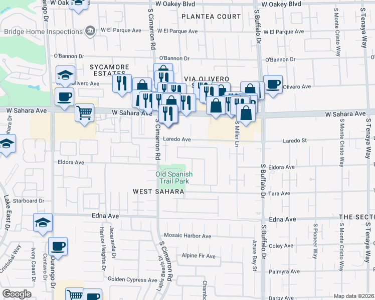 map of restaurants, bars, coffee shops, grocery stores, and more near 8095 Dark Hollow Place in Las Vegas