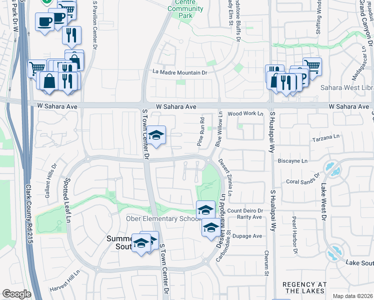 map of restaurants, bars, coffee shops, grocery stores, and more near 10558 Big Mill Drive in Las Vegas