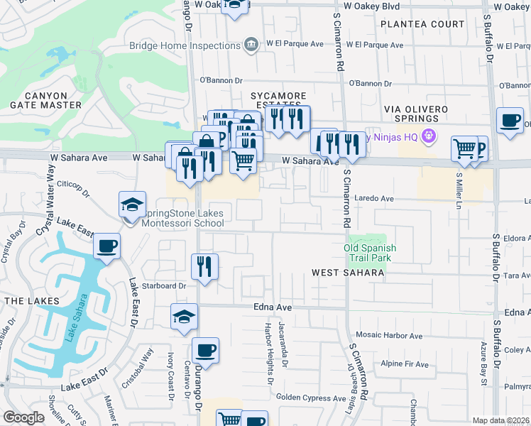 map of restaurants, bars, coffee shops, grocery stores, and more near 8410 Eldora Avenue in Las Vegas