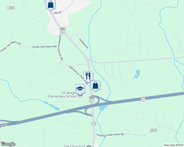 map of restaurants, bars, coffee shops, grocery stores, and more near 2025 Statesville Road in North Wilkesboro